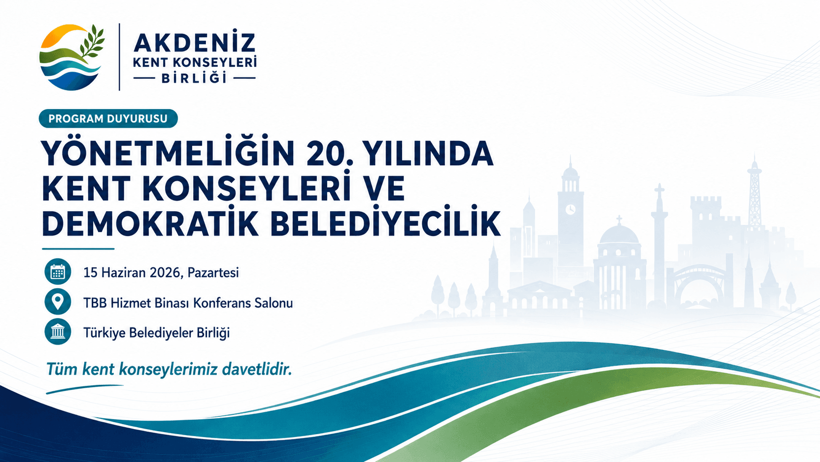 Yönetmeliğin 20. Yılında Kent Konseyleri ve Demokratik Belediyecilik program duyuru görseli